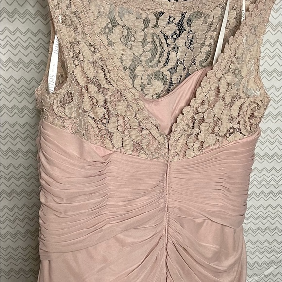 Sleeveless Long Mesh Dress with Corded Lace - Picture 6 of 12